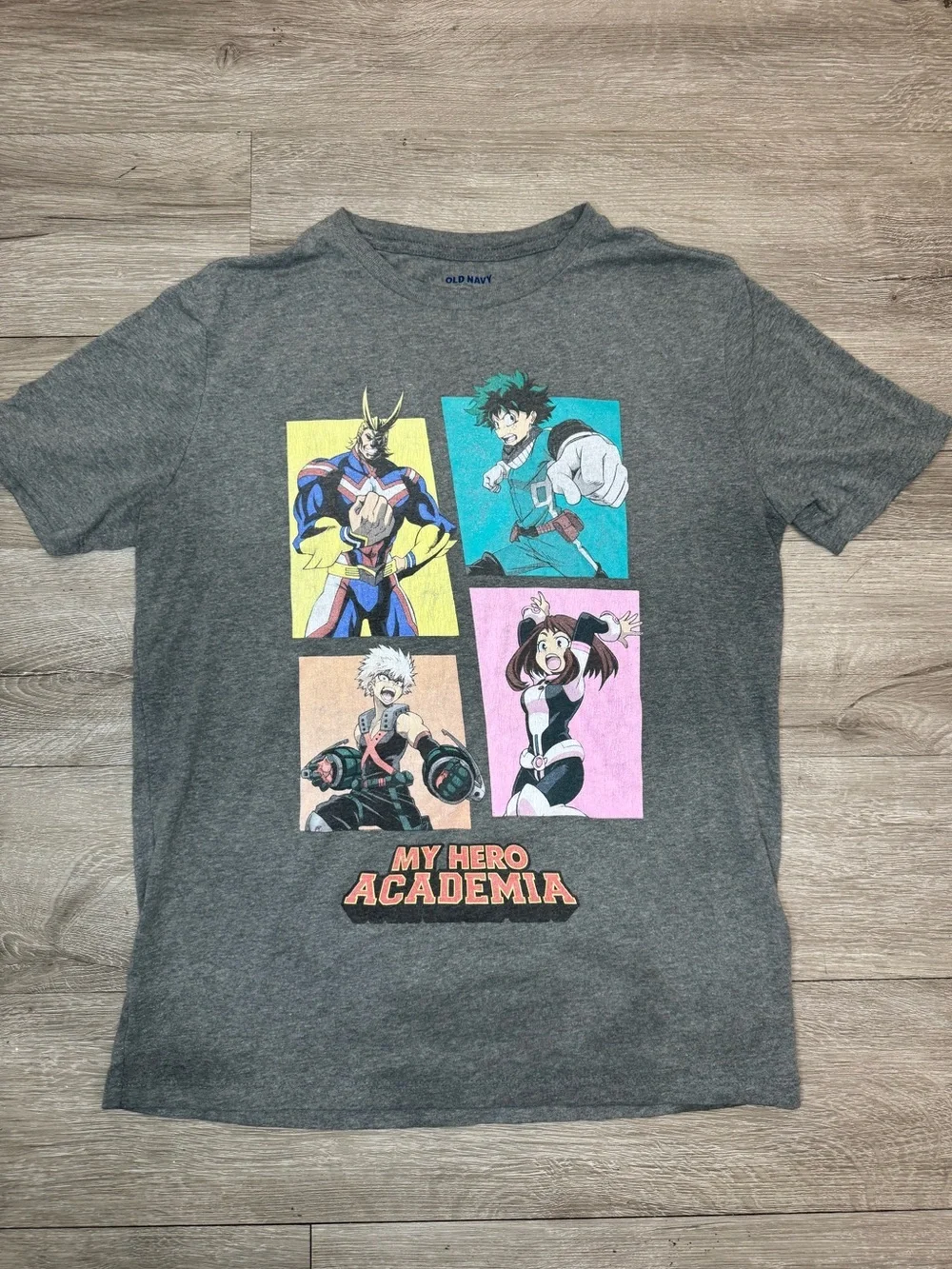 My Hero Academia Graphic T Shirt Gray Anime Deku All Might Bakugo XL 14-16